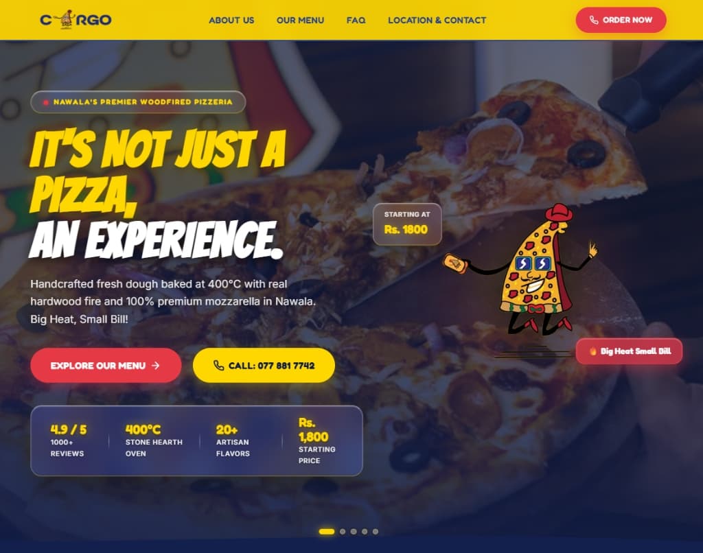 CARGO PIZZERIA Website Presentation