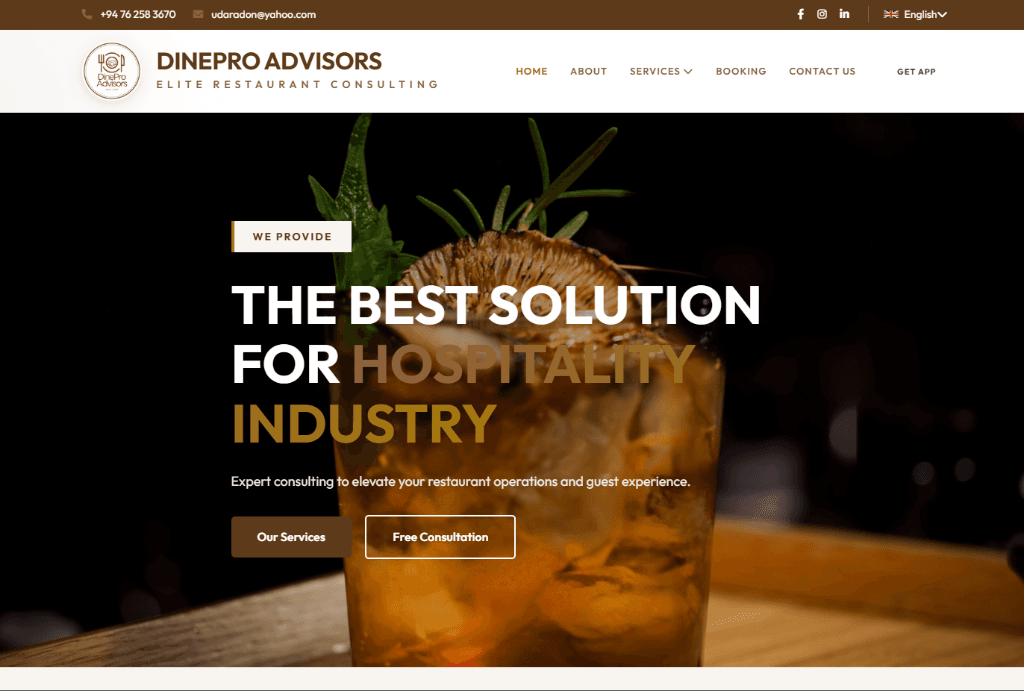 DINEPRO ADVISORS Website Presentation